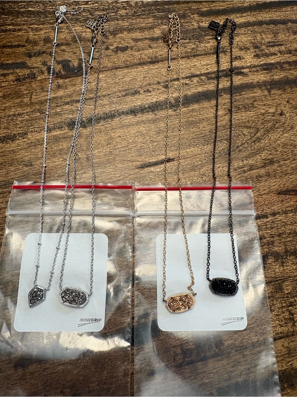 4 Kendra Scott Elisa Pendant Drusy Necklaces silver, black, rose gold & silver